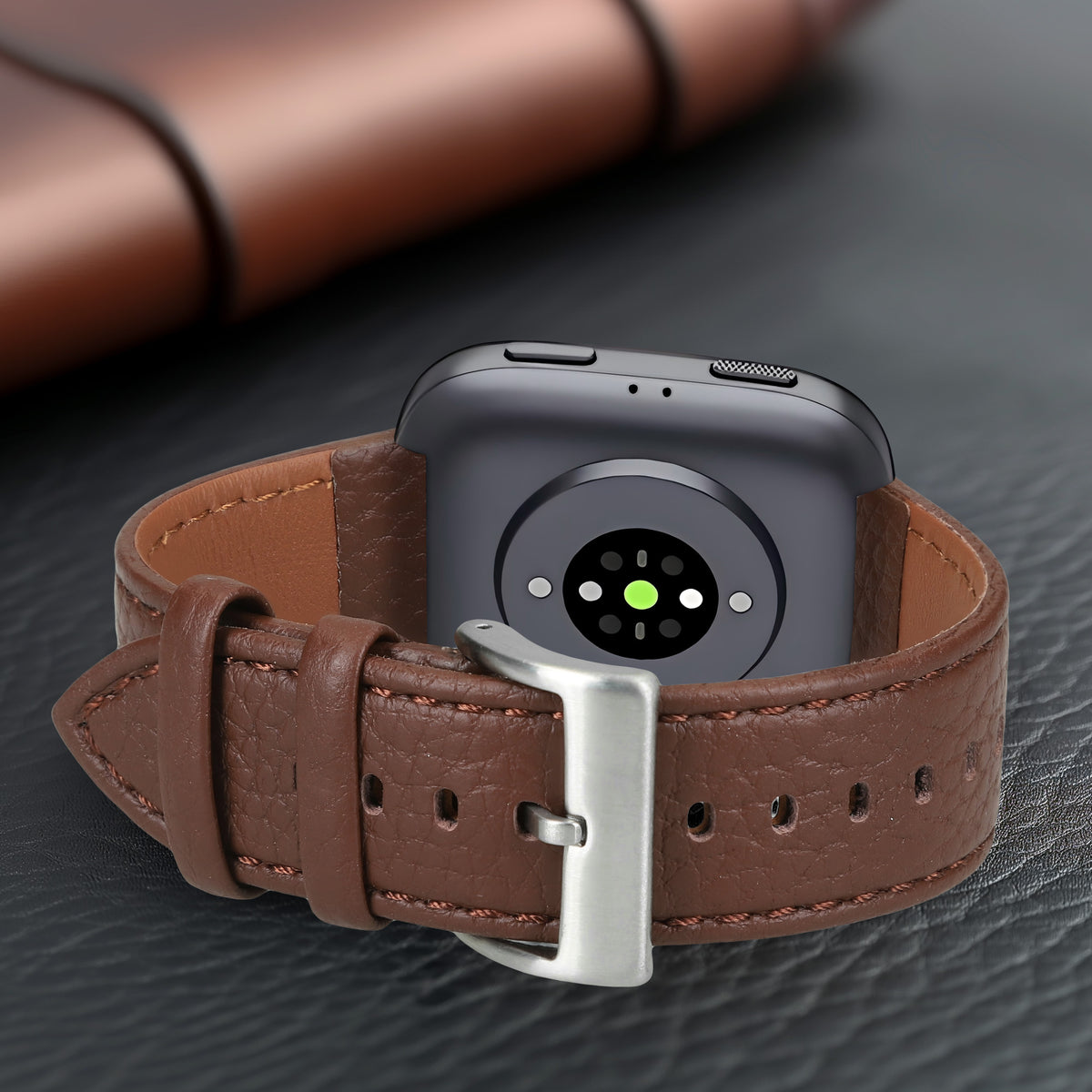 kwmobile Echtleder Uhrenarmband für Amazfit Bip Max / Amazfit Bip 6 Armband - Ersatzarmband für Fitnesstracker - Wechselarmband Smartwatch - Dunkelbraun Dunkelbraun