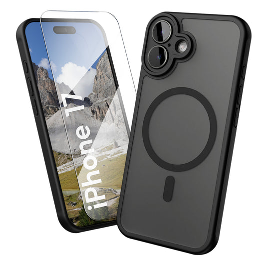 Oakshield Hülle für Apple iPhone 17 Hülle - Handyhülle [kompatibel mit MagSafe] - TPU Schutzhülle [robuster Fallschutz] - Mit [Schutzglas] - Case Schwarz Schwarz  