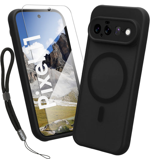 Oakshield Hülle für Google Pixel 11 Hülle - Handyhülle [kompatibel mit MagSafe] - TPU Schutzhülle [robuster Fallschutz] - Mit [Schutzglas] - Case Schwarz Schwarz