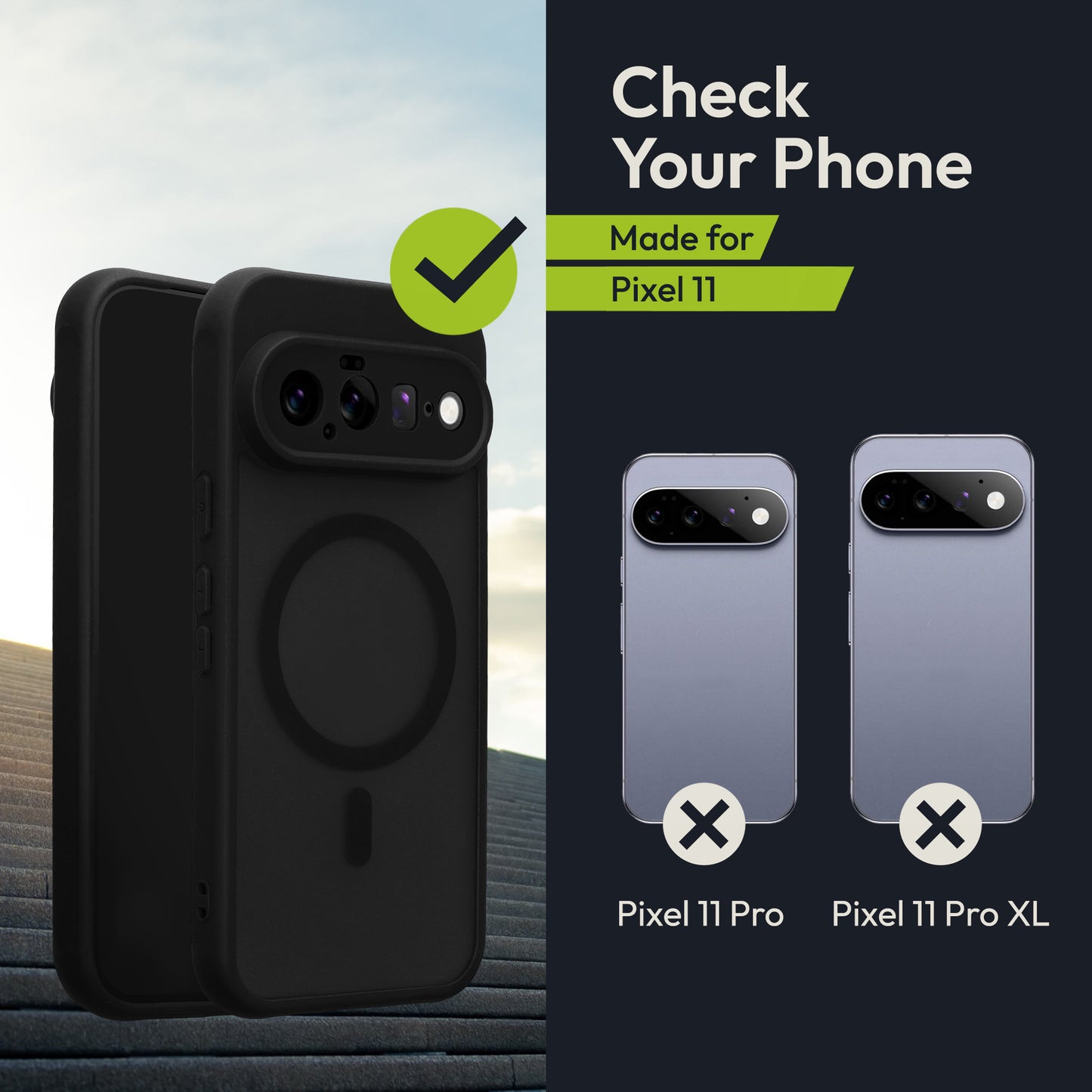Oakshield Hülle für Google Pixel 11 Hülle - Handyhülle [kompatibel mit MagSafe] - TPU Schutzhülle [robuster Fallschutz] - Mit [Schutzglas] - Case Schwarz Schwarz