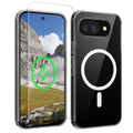 Oakshield Transparent Case für Google Pixel 10a Hülle - Crystal Clear Handyhülle mit Anti-Vergilbung & 9H Glas Displayschutz - kompatibel mit MagSafe - Transparent Weiß Transparent