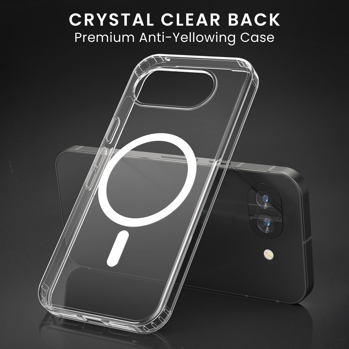 Oakshield Transparent Case für Google Pixel 10a Hülle - Crystal Clear Handyhülle mit Anti-Vergilbung & 9H Glas Displayschutz - kompatibel mit MagSafe - Transparent Weiß Transparent