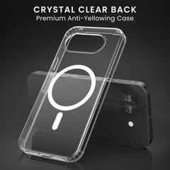 Oakshield Transparent Case für Google Pixel 10a Hülle - Crystal Clear Handyhülle mit Anti-Vergilbung & 9H Glas Displayschutz - kompatibel mit MagSafe - Transparent Weiß Transparent
