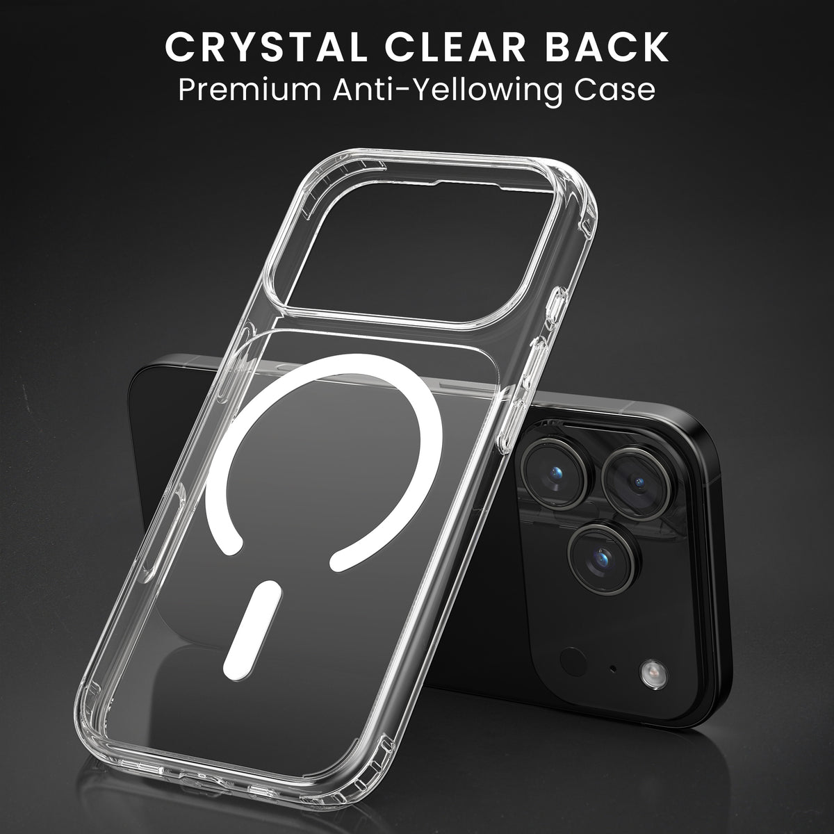 Oakshield Transparent Case für Apple iPhone 17 Pro Max Hülle - Crystal Clear Handyhülle mit Anti-Vergilbung & 9H Glas Displayschutz - kompatibel mit MagSafe - Transparent Weiß Transparent