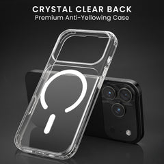 Oakshield Transparent Case für Apple iPhone 17 Pro Max Hülle - Crystal Clear Handyhülle mit Anti-Vergilbung & 9H Glas Displayschutz - kompatibel mit MagSafe - Transparent Weiß Transparent