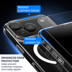Oakshield Transparent Case für Apple iPhone 17 Pro Max Hülle - Crystal Clear Handyhülle mit Anti-Vergilbung & 9H Glas Displayschutz - kompatibel mit MagSafe - Transparent Weiß Transparent