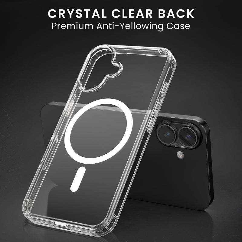 Oakshield Transparent Case für Apple iPhone 17 Hülle - Crystal Clear Handyhülle mit Anti-Vergilbung & 9H Glas Displayschutz - kompatibel mit MagSafe - Transparent Weiß Transparent