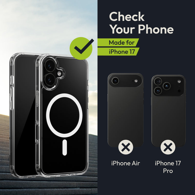Oakshield Transparent Case für Apple iPhone 17 Hülle - Crystal Clear Handyhülle mit Anti-Vergilbung & 9H Glas Displayschutz - kompatibel mit MagSafe - Transparent Weiß Transparent