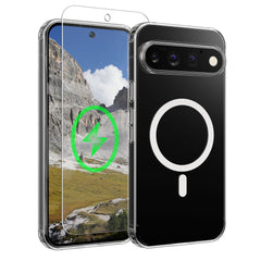 Oakshield Transparent Case für Google Pixel 11 Pro XL / Pixel 10 Pro XL Hülle - Crystal Clear Handyhülle mit Anti-Vergilbung & 9H Glas Displayschutz - kompatibel mit MagSafe - Transparent Weiß Transparent