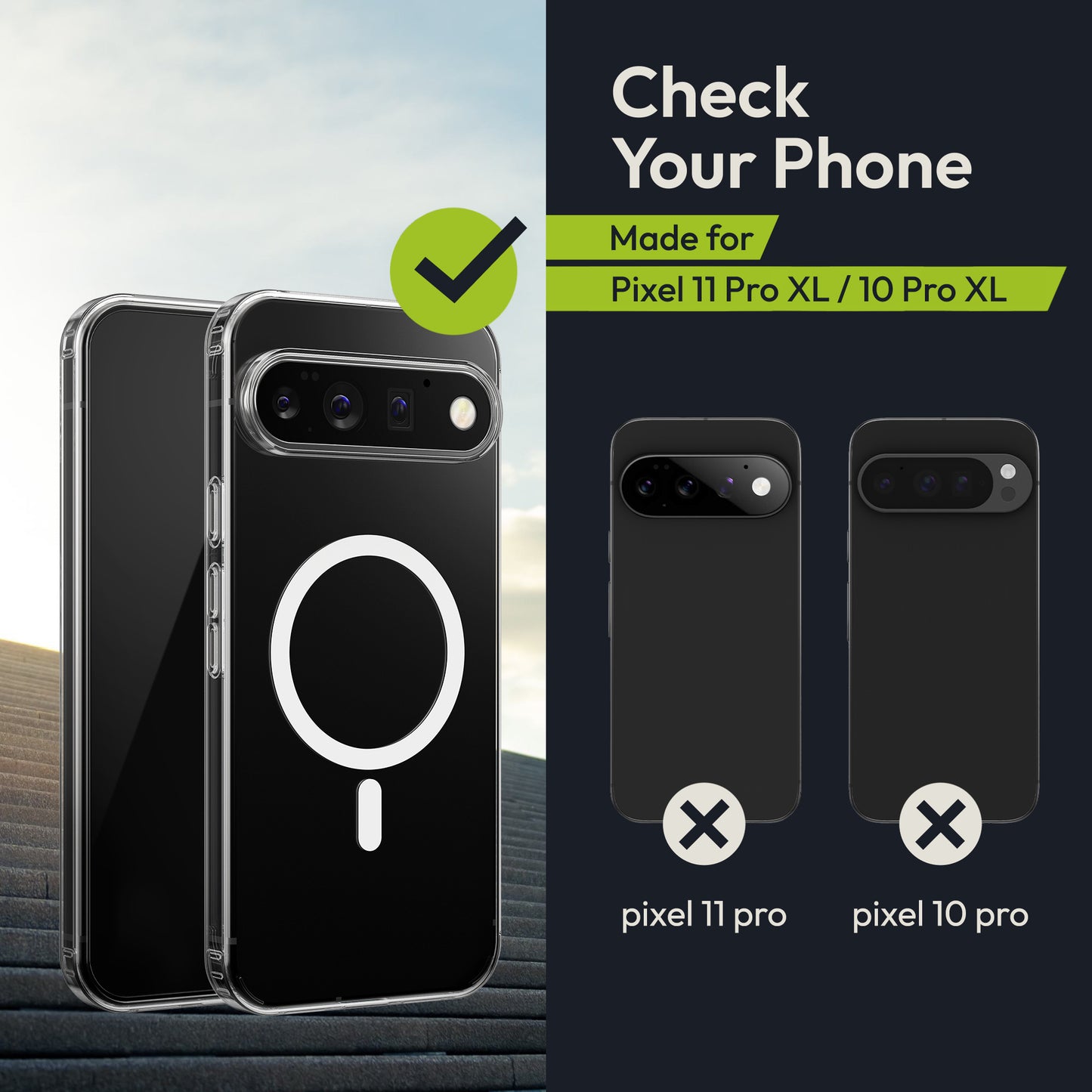 Oakshield Transparent Case für Google Pixel 11 Pro XL / Pixel 10 Pro XL Hülle - Crystal Clear Handyhülle mit Anti-Vergilbung & 9H Glas Displayschutz - kompatibel mit MagSafe - Transparent Weiß Transparent