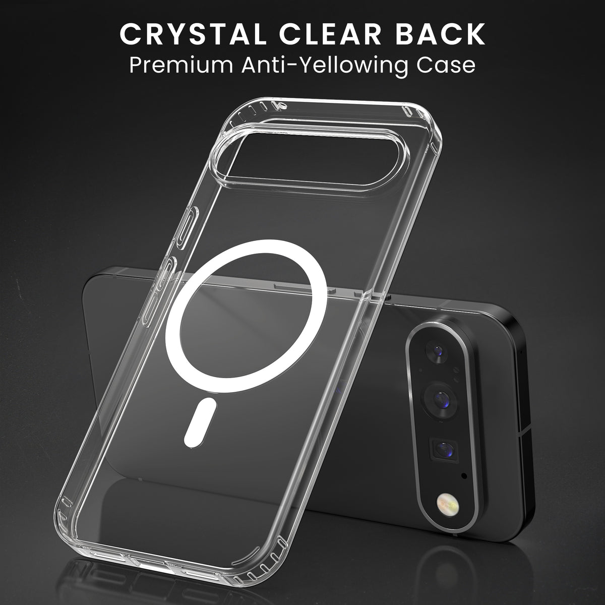 Oakshield Transparent Case für Google Pixel 11 Pro XL / Pixel 10 Pro XL Hülle - Crystal Clear Handyhülle mit Anti-Vergilbung & 9H Glas Displayschutz - kompatibel mit MagSafe - Transparent Weiß Transparent