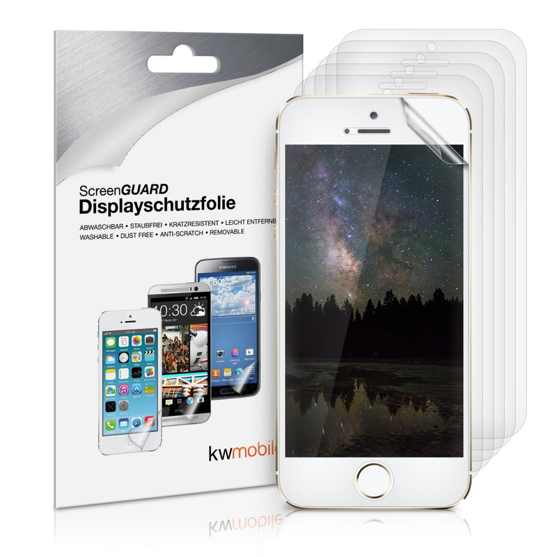 kwmobile 6x Displayschutzfolie kompatibel mit Apple iPhone SE (1.Gen 2016) / iPhone 5 / iPhone 5S Folie - klare Schutzfolien Set in transparent Transparent  