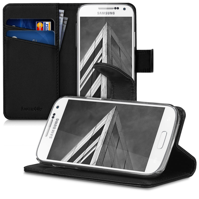 Kunstleder Hülle für Samsung Galaxy S4 Mini Schwarz