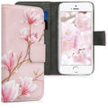 kwmobile Wallet Case kompatibel mit Apple iPhone SE (1.Gen 2016) / iPhone 5 / iPhone 5S Hülle - Cover mit Ständer und Kartenfächern - Ranken Schmetterling