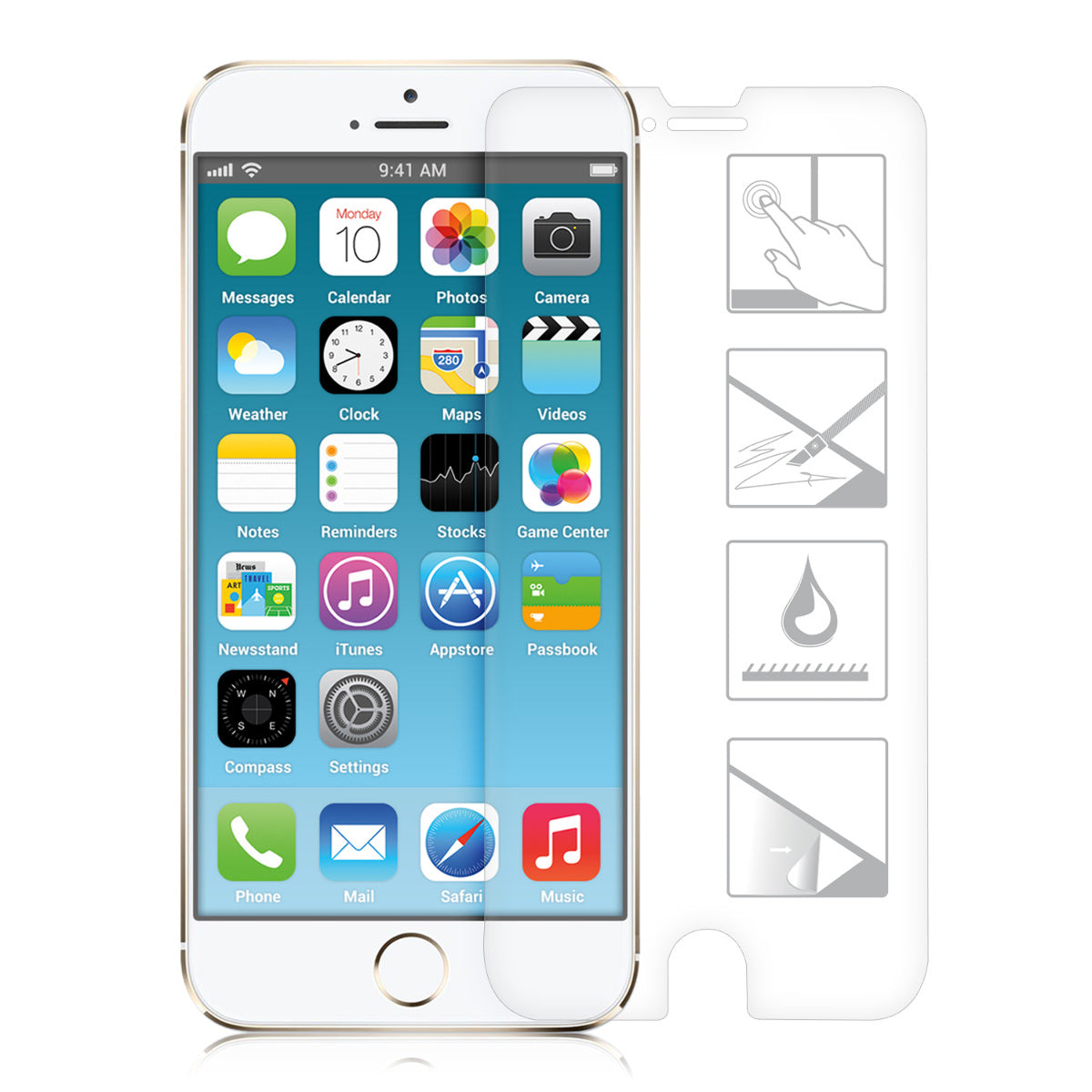 3x Displayschutzfolie kompatibel mit Apple iPhone 6 / 6S / 7 / 8