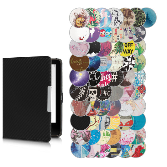 kwmobile Klapphülle kompatibel mit Tolino Vision 1 / 2 / 3 / 4 HD Hülle - eReader Case - Travel Schriftzug Schwarz Mehrfarbig Schwarz  [dsg44]