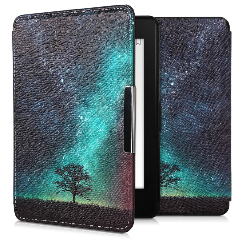kwmobile Schutzhülle für Amazon Kindle Paperwhite Hülle - eReader Flip Case mit Auto Sleep Funktion - Galaxie Baum Wiese