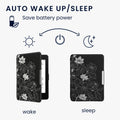 kwmobile Schutzhülle für Amazon Kindle Paperwhite Hülle - eReader Flip Case mit Auto Sleep Funktion - Galaxie Baum Wiese