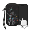 kwmobile Handytasche für Smartphones - Handy Tasche Hülle Cover Case Schutzhülle - Vögel Ast - 15,2 x 8,3 cm Innenmaße