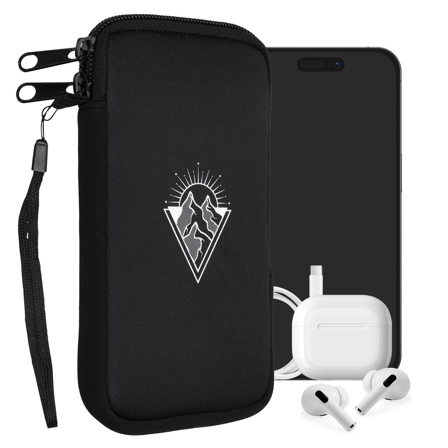 kwmobile Handytasche für Smartphones - Handy Tasche Hülle Cover Case Schutzhülle - Vögel Ast - 15,2 x 8,3 cm Innenmaße