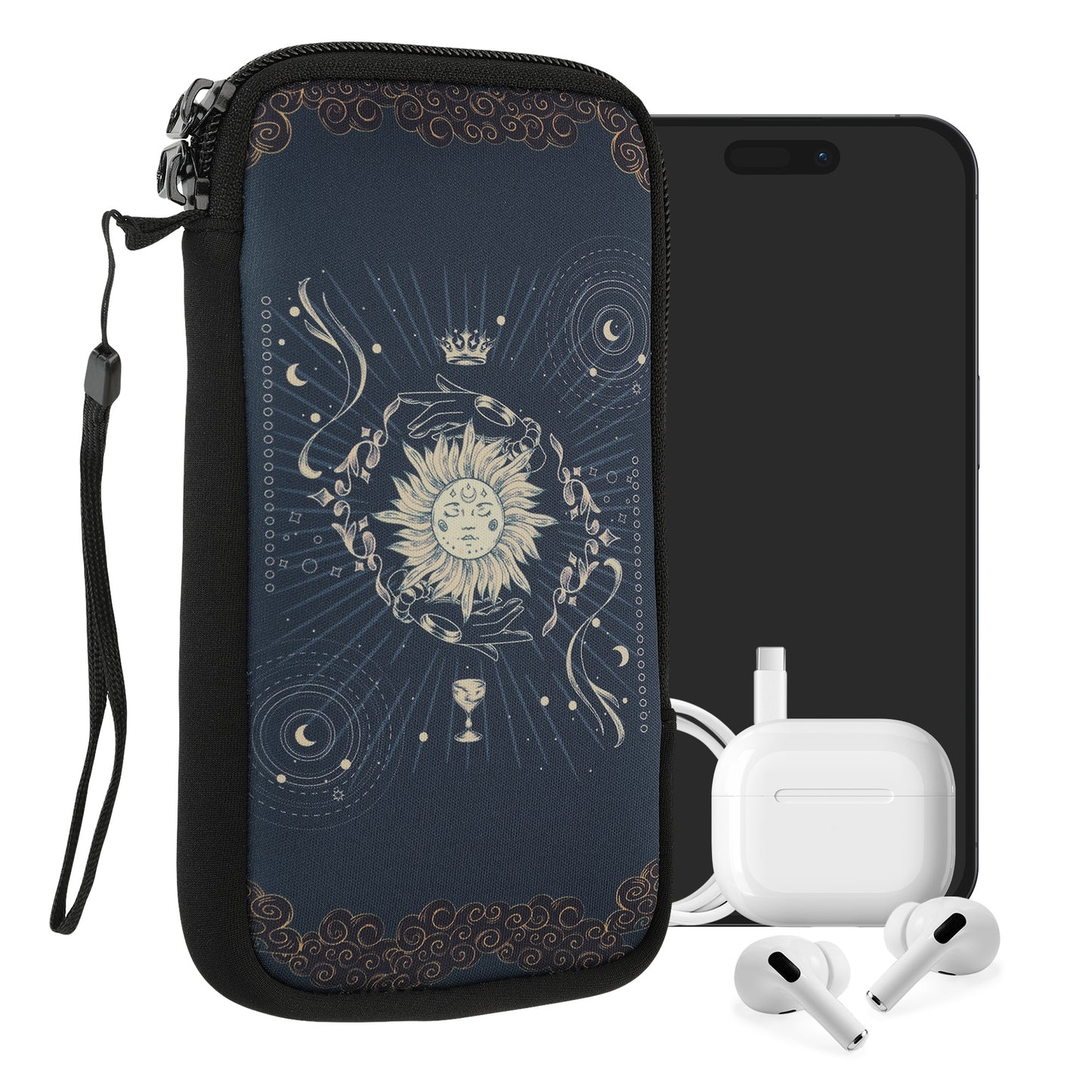 kwmobile Handytasche für Smartphones - Handy Tasche Hülle Cover Case Schutzhülle - Vögel Ast - 15,2 x 8,3 cm Innenmaße
