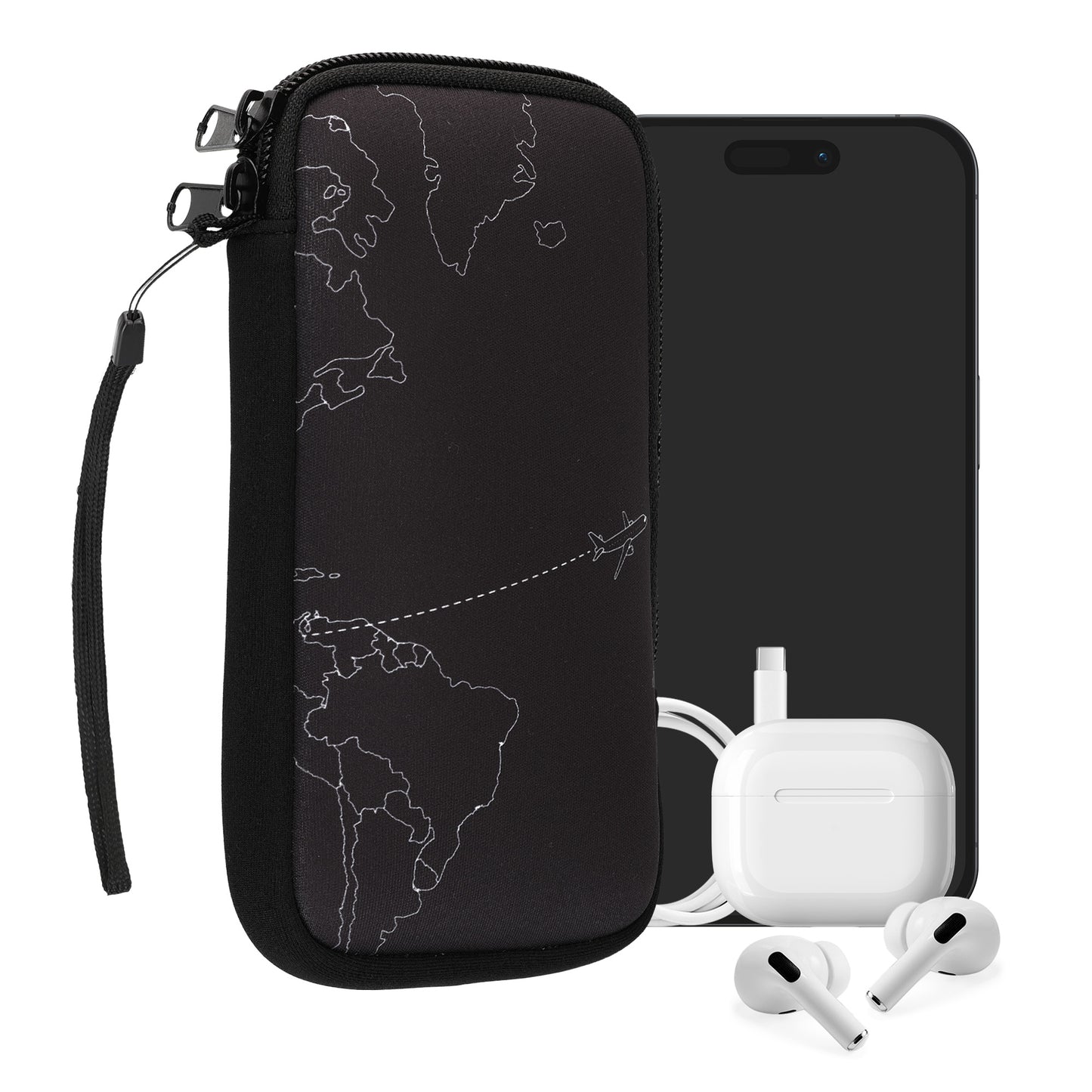 kwmobile Handytasche für Smartphones - Handy Tasche Hülle Cover Case Schutzhülle - Vögel Ast - 15,2 x 8,3 cm Innenmaße