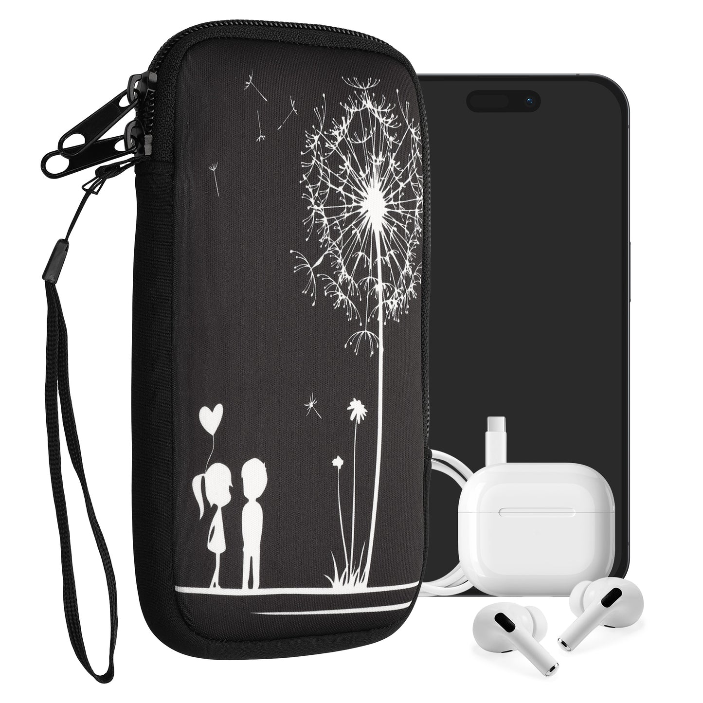 kwmobile Handytasche für Smartphones - Handy Tasche Hülle Cover Case Schutzhülle - Vögel Ast - 15,2 x 8,3 cm Innenmaße