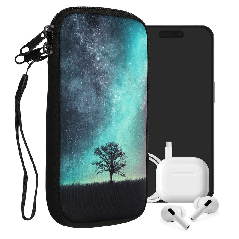 kwmobile Handytasche für Smartphones - Handy Tasche Hülle Cover Case Schutzhülle - Vögel Ast - 15,2 x 8,3 cm Innenmaße
