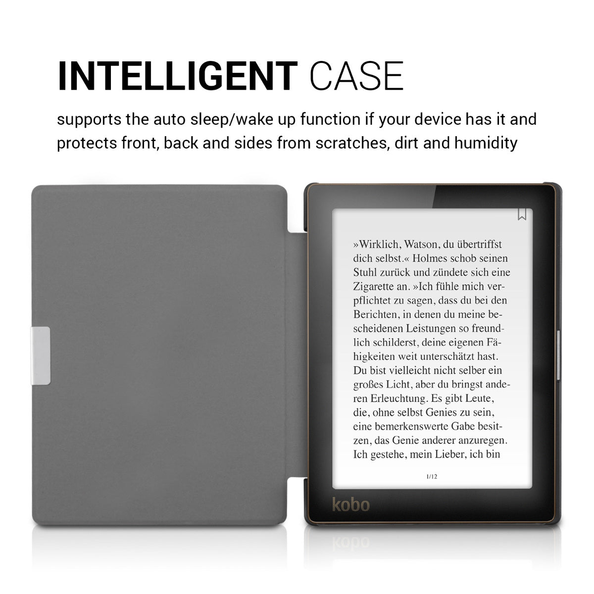 kwmobile Schutzhülle für Kobo Aura Edition 1 Hülle - eReader Flip Case mit Auto Sleep Funktion