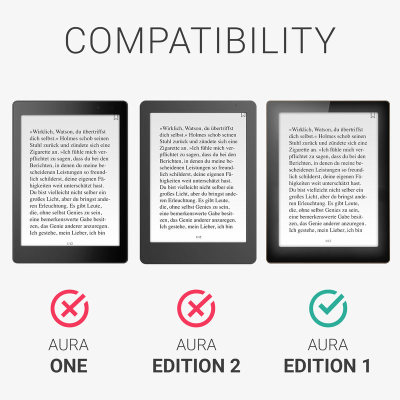 kwmobile Schutzhülle für Kobo Aura Edition 1 Hülle - eReader Flip Case mit Auto Sleep Funktion