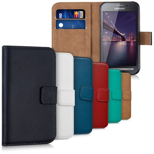 kwmobile Hülle kompatibel mit Samsung Galaxy Xcover 3 - Kunstleder Handyhülle mit Kartenfächern - in Schwarz Schwarz  