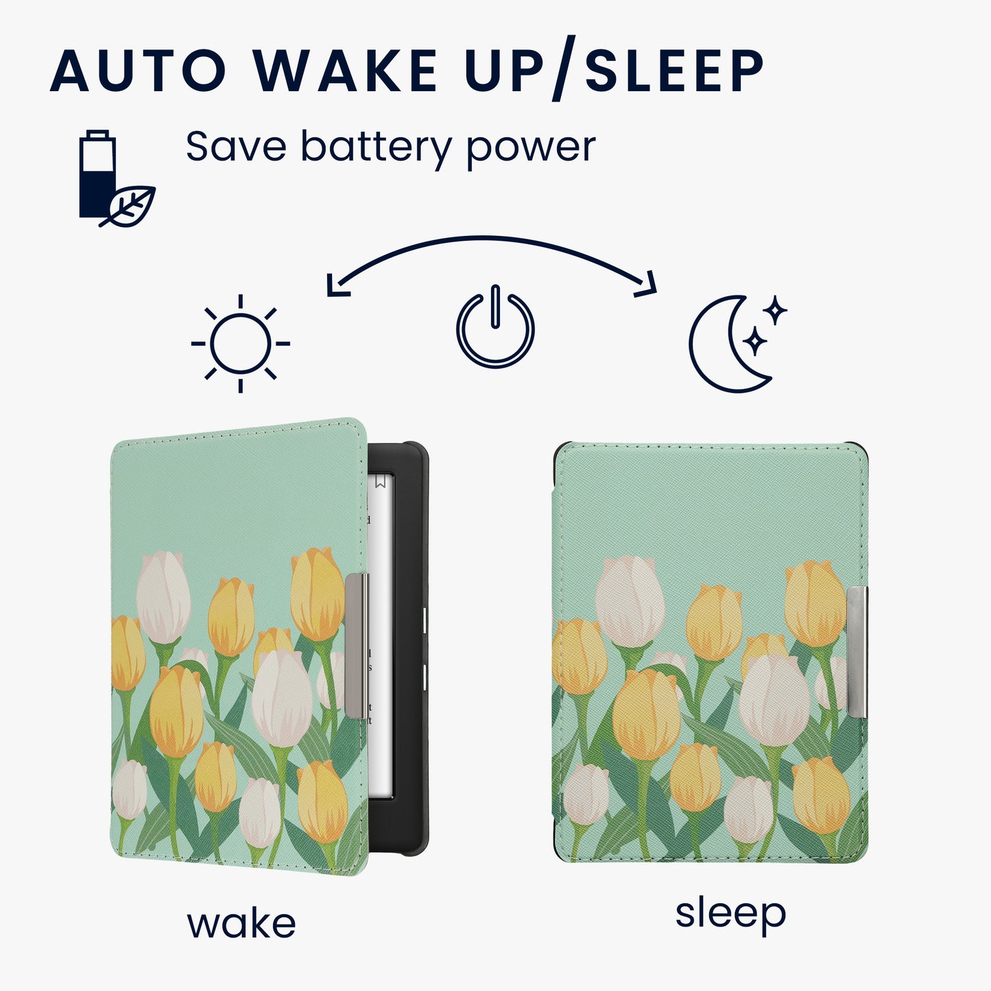 kwmobile Schutzhülle für Kobo Glo HD / Touch 2.0 Hülle - eReader Flip Case mit Auto Sleep Funktion - Galaxie Baum Wiese