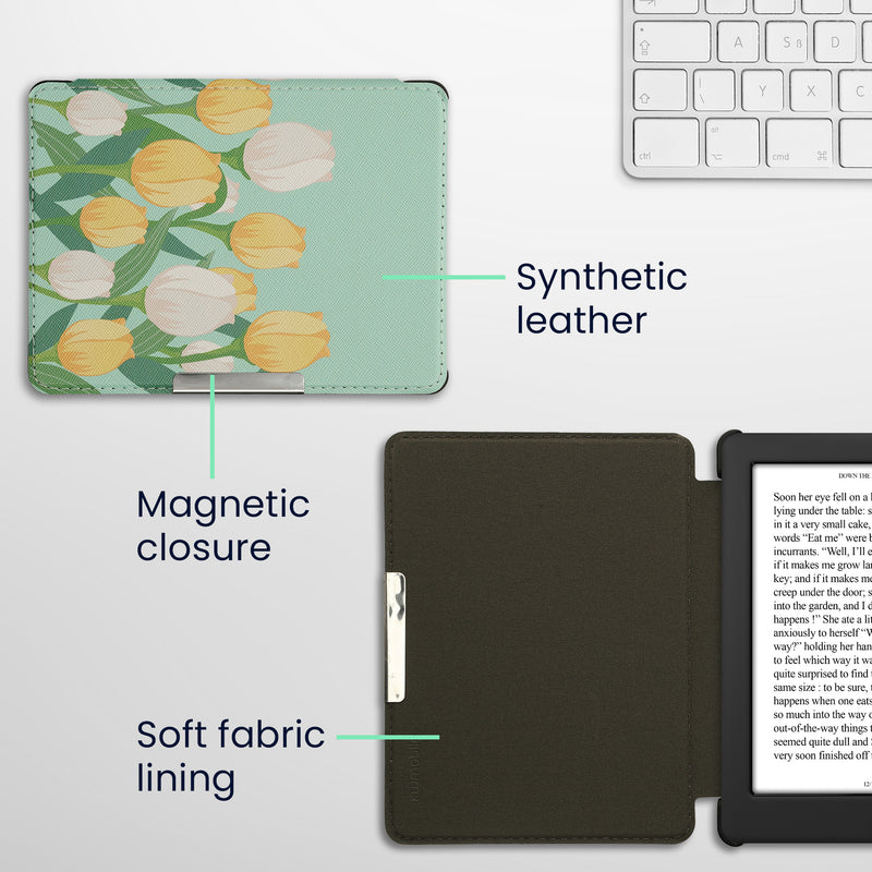 kwmobile Schutzhülle für Kobo Glo HD / Touch 2.0 Hülle - eReader Flip Case mit Auto Sleep Funktion - Galaxie Baum Wiese