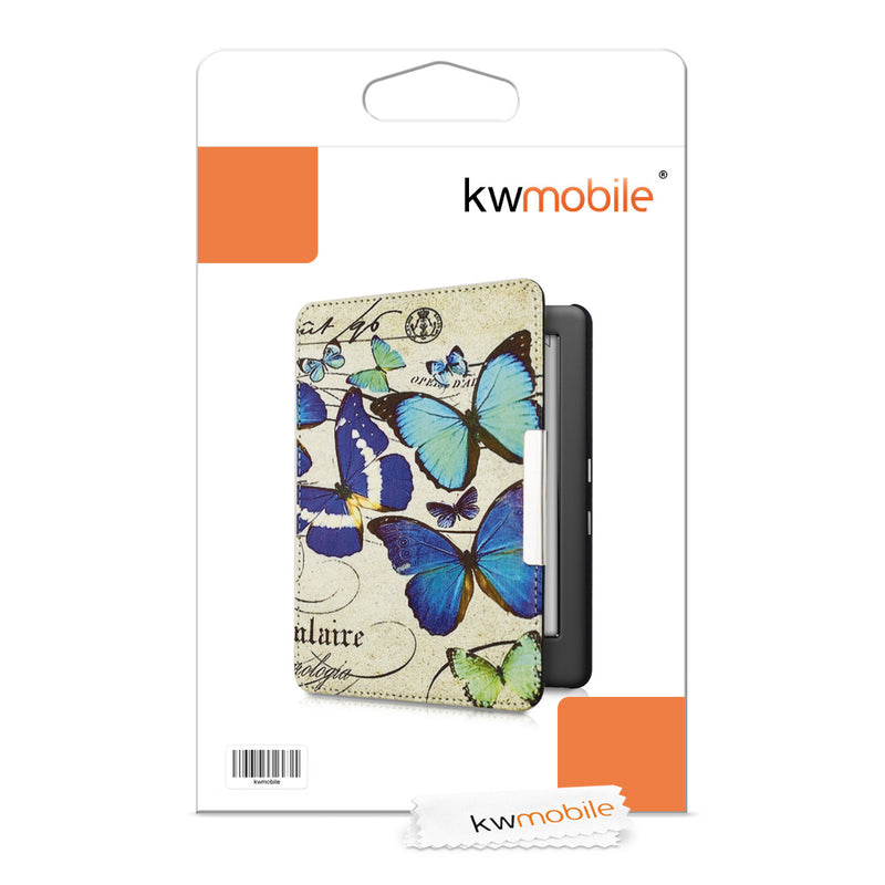 kwmobile Schutzhülle für Kobo Glo HD / Touch 2.0 Hülle - eReader Flip Case mit Auto Sleep Funktion - Schmetterlinge Vintage