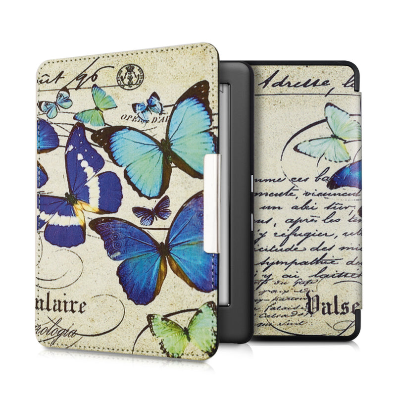kwmobile Schutzhülle für Kobo Glo HD / Touch 2.0 Hülle - eReader Flip Case mit Auto Sleep Funktion - Schmetterlinge Vintage