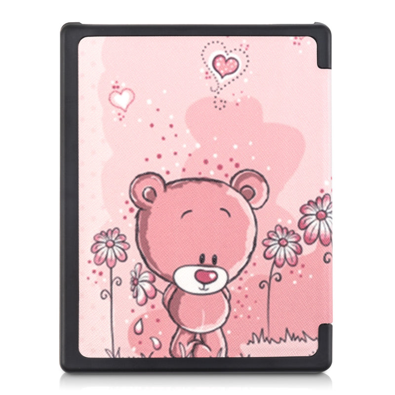 kwmobile Schutzhülle für Kobo Aura Edition 1 Hülle - eReader Flip Case mit Auto Sleep Funktion - Eule Schlaf mit Braun Mintgrün