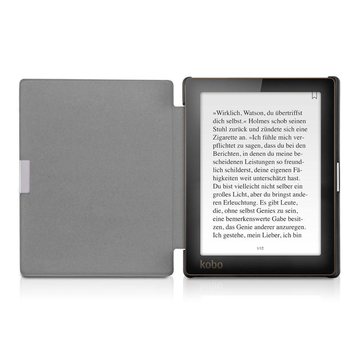 kwmobile Schutzhülle für Kobo Aura Edition 1 Hülle - eReader Flip Case mit Auto Sleep Funktion - Eule Schlaf mit Braun Mintgrün