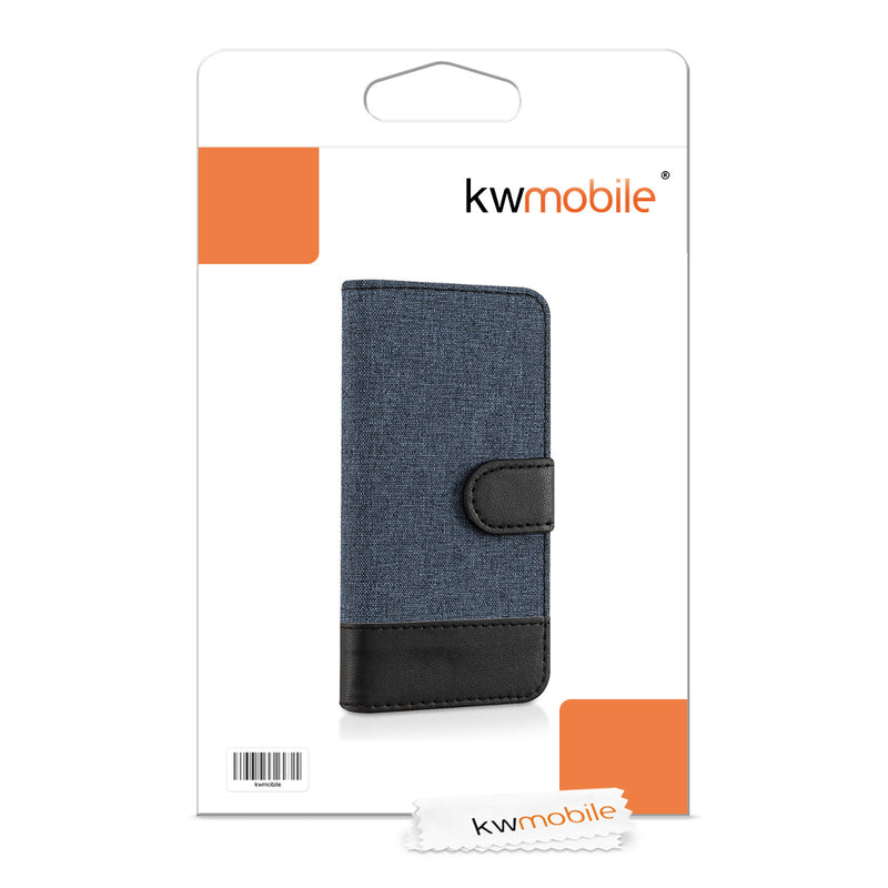 kwmobile Wallet Case kompatibel mit Apple iPhone SE (1.Gen 2016) / iPhone 5 / iPhone 5S - Hülle mit Ständer - Handyhülle Kartenfächer Schwarz