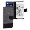 kwmobile Wallet Case kompatibel mit Apple iPhone SE (1.Gen 2016) / iPhone 5 / iPhone 5S - Hülle mit Ständer - Handyhülle Kartenfächer Schwarz