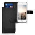kwmobile Wallet Case kompatibel mit Apple iPhone SE (1.Gen 2016) / iPhone 5 / iPhone 5S - Hülle mit Ständer - Handyhülle Kartenfächer Schwarz