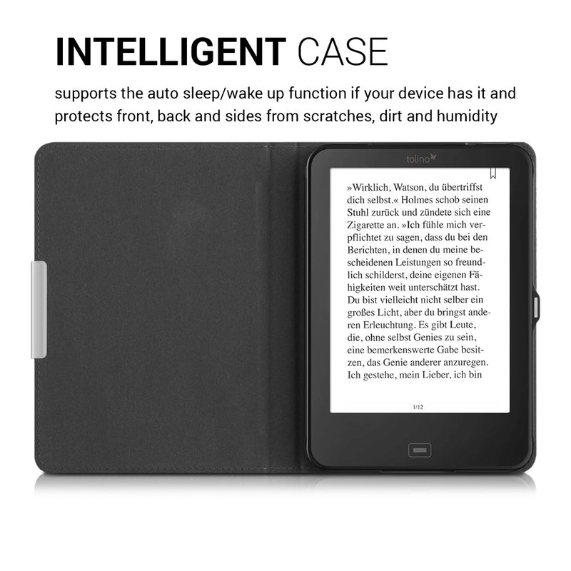 kwmobile Schutzhülle für Tolino Shine 2 HD Hülle - eReader Flip Case mit Auto Sleep Funktion