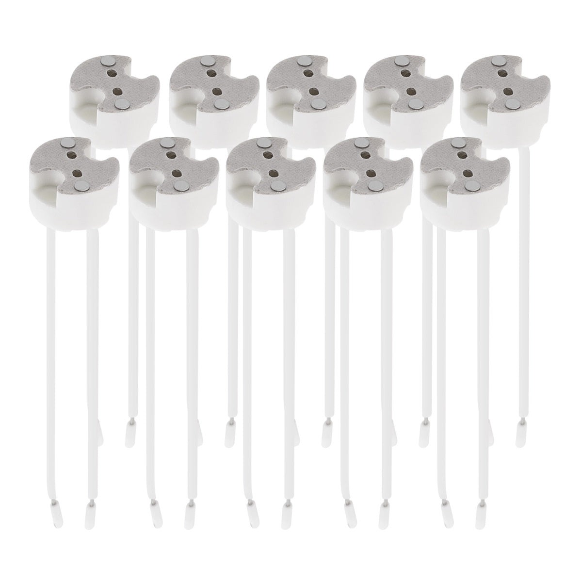 kwmobile 10x GU5.3 Fassung mit 12V Kabel - MR16 Bauform - 0,5mm² Kabeldurchmesser - Keramik Sockel Lampen Fassung - GU 5.3 Fassungen Set Halogen und LED Leuchtmittel Weiß  