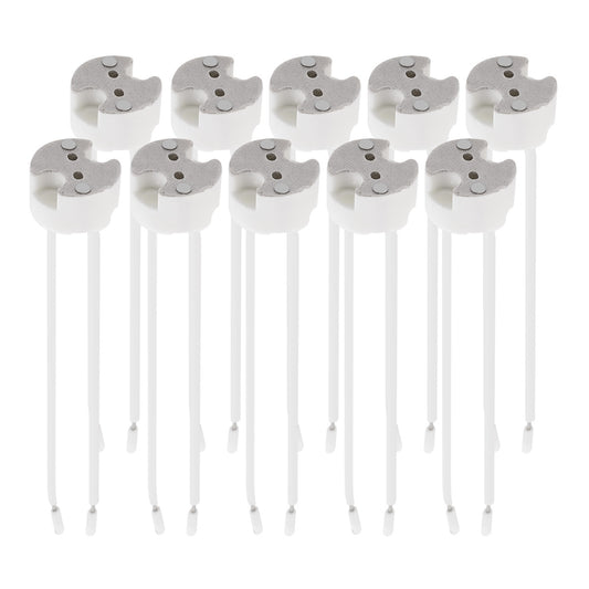 kwmobile 10x GU5.3 Fassung mit 12V Kabel - MR16 Bauform - 0,5mm² Kabeldurchmesser - Keramik Sockel Lampen Fassung - GU 5.3 Fassungen Set Halogen und LED Leuchtmittel Weiß  