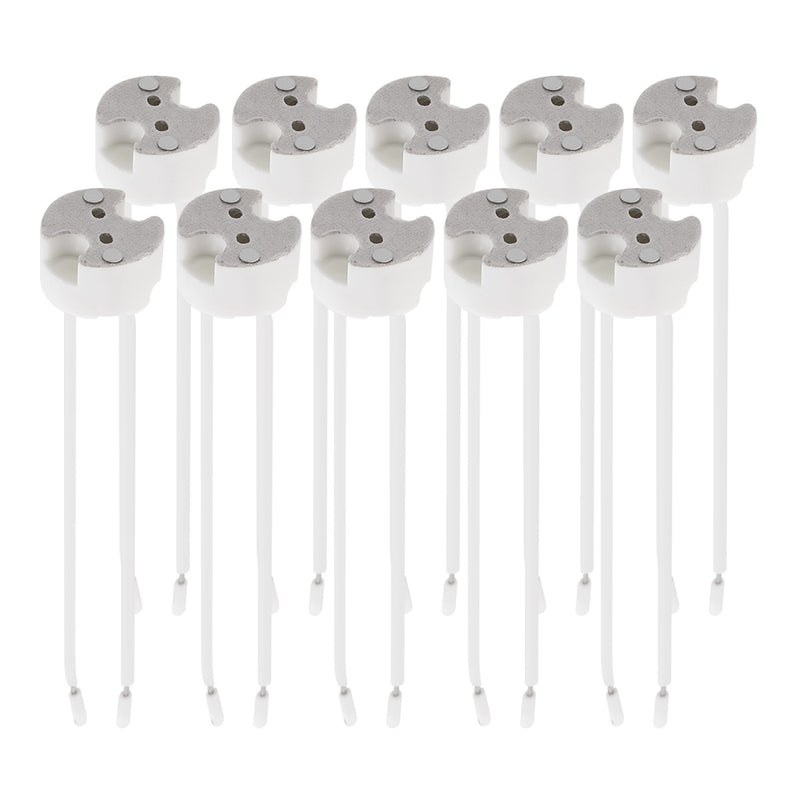 kwmobile 10x GU5.3 Fassung mit 12V Kabel - MR16 Bauform - 0,5mm² Kabeldurchmesser - Keramik Sockel Lampen Fassung - GU 5.3 Fassungen Set Halogen und LED Leuchtmittel Weiß  