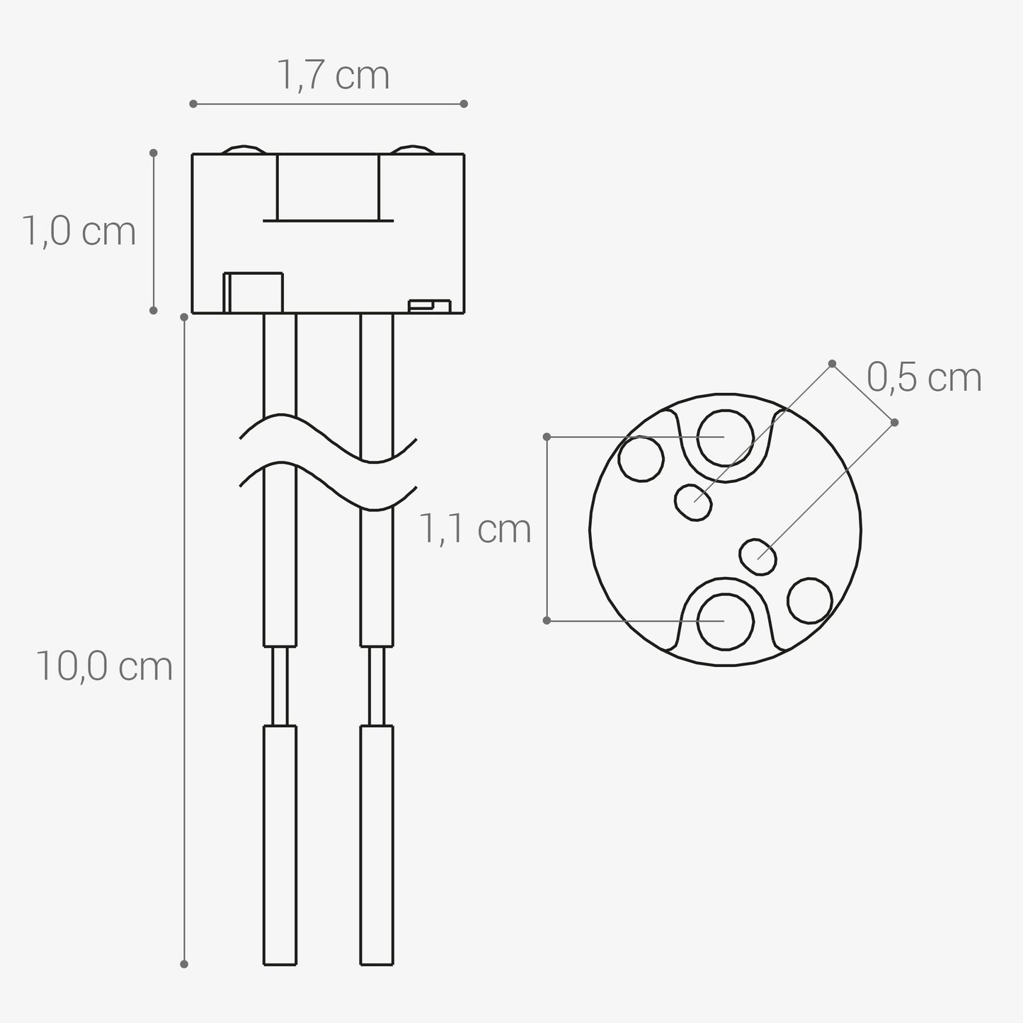 10x GU5.3 Fassung mit Kabel 12V