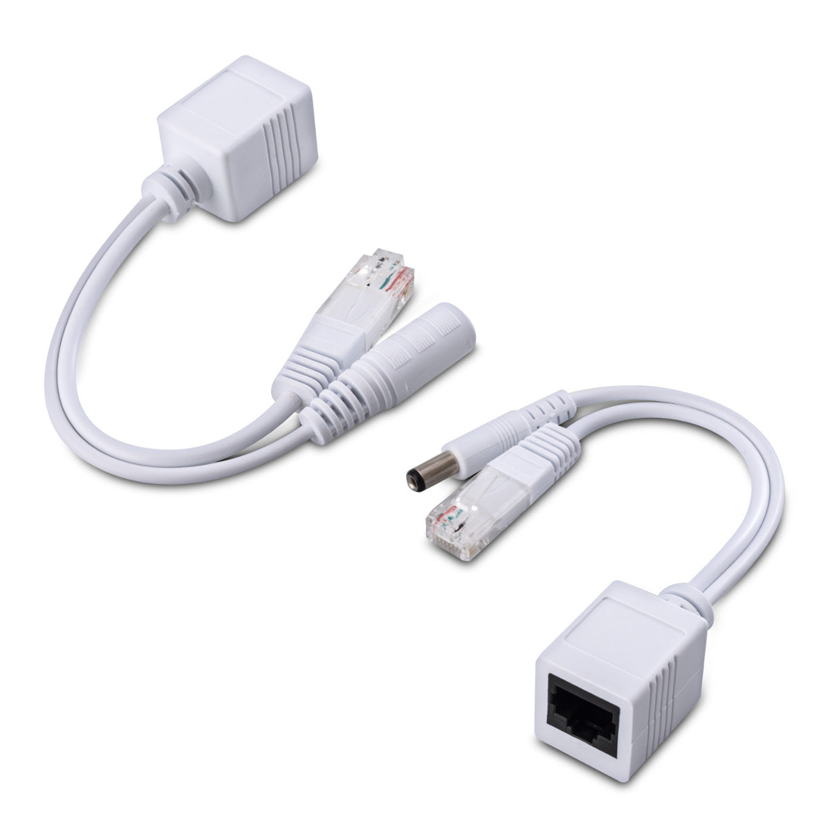 kwmobile Passive Power over Ethernet PoE Adapter Kabel Set - Injektor + Splitter Kabel für Netzwerk, IP Telefon und IP Kamera Weiß  