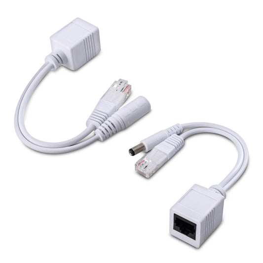 kwmobile Passive Power over Ethernet PoE Adapter Kabel Set - Injektor + Splitter Kabel für Netzwerk, IP Telefon und IP Kamera Weiß  