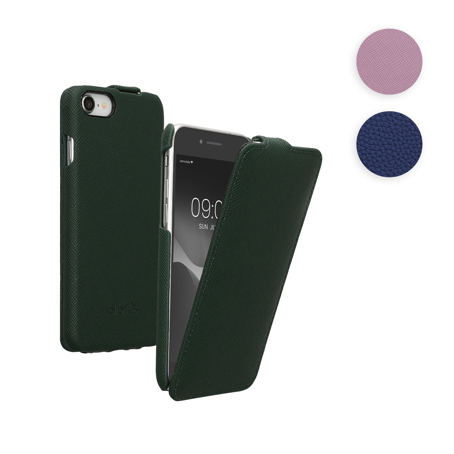 kalibri Flip Hülle Ultra Slim kompatibel mit Apple iPhone SE (2022) / iPhone SE (2020) / iPhone 8 / iPhone 7 - Leder Case Schutzhülle Tasche in Marineblau Marineblau  
