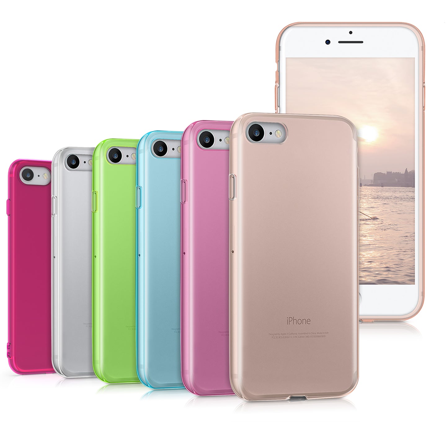 kwmobile Hülle kompatibel mit Apple iPhone SE (2022) / iPhone SE (2020) / iPhone 8 / iPhone 7 - Silikon Handyhülle transparent - Handy Case in Grün Grün  