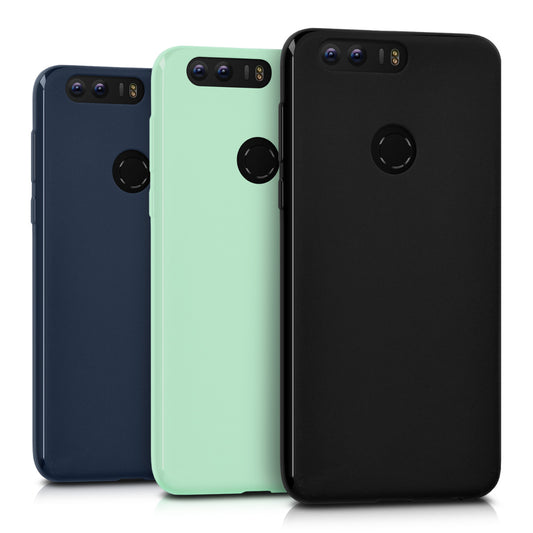 kwmobile Hülle kompatibel mit HONOR 8 / 8 Premium Hülle - weiches TPU Silikon Case - Cover geeignet für kabelloses Laden - Schwarz matt Schwarz matt  